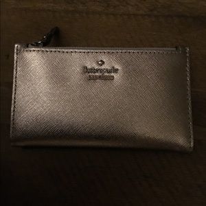 Kate Spade metallic silver slim bi-fold wallet